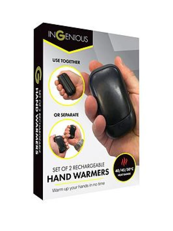 Image of Ingenious Hand Warmers: 2 Rechargeable Units For 10 Hours Warmth, Black 127056
