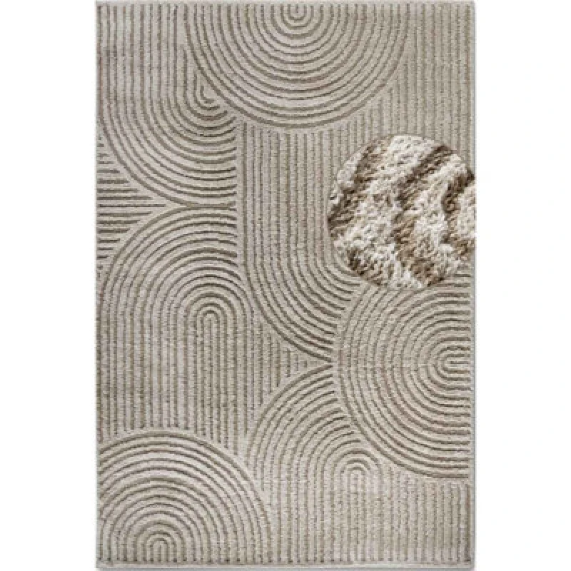 Image of The Rugs Chappe High Pile Rug Runner Soft Geometric Polyester Shaggy Rug In Beige