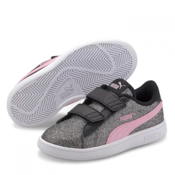 Puma Smash v2 Glitz Childrens Trainers - Black/Pink