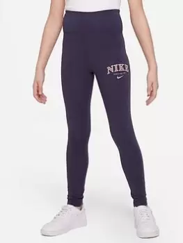 image of Nike Older Girls Favorites Trend High-waisted Leggings, Dark Grey, Size L=12-13 Years, Women