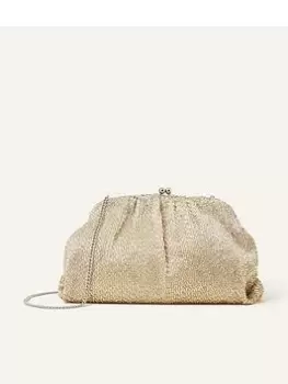 Image of Accessorize Champagne Beaded Clutch, Gold, Women