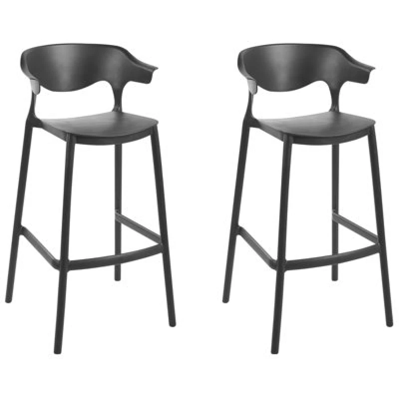 Image of Beliani Set Of 2 Garden Bar Chairs Gubbio Black