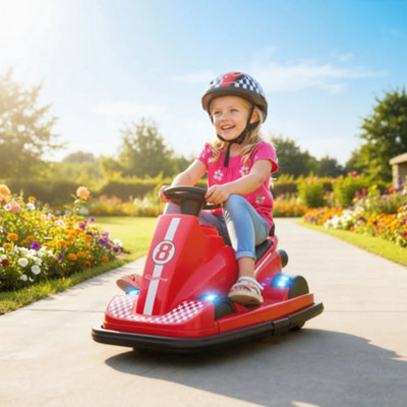 Image of Aiyaplay Electric Kids Bumper Car With 360 Degree Rotation Spin, Red