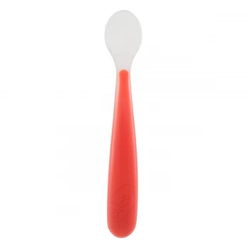 image of Chicco Soft Silicone Spoon + 6months Red