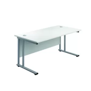 image of Jemini Rectangular Cantilever Desk 1200x600x730mm White/Silver KF806233