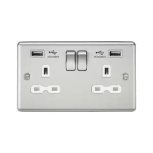 Netlighting Knightsbridge 13A 2G Switched Socket Dual USB Charger (2.4A) with Wh