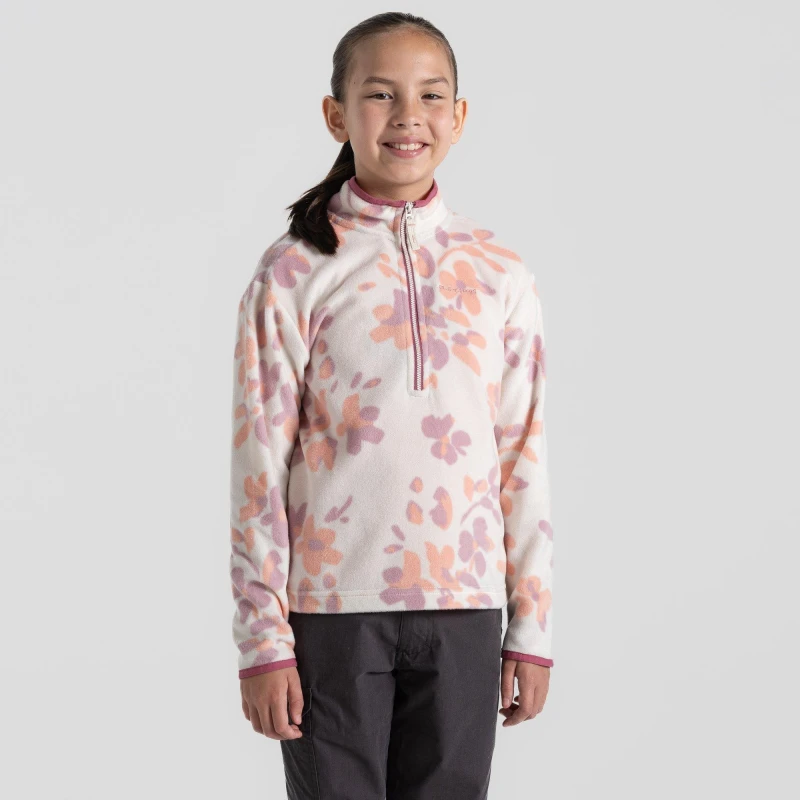 Image of Craghoppers Unisex Kids Bachas Full-Zip Fleece Sea Salt Prt unisex 9-10yrs