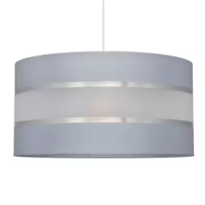 image of Helen Cylindrical Pendant Ceiling Light Grey, Silver 40cm