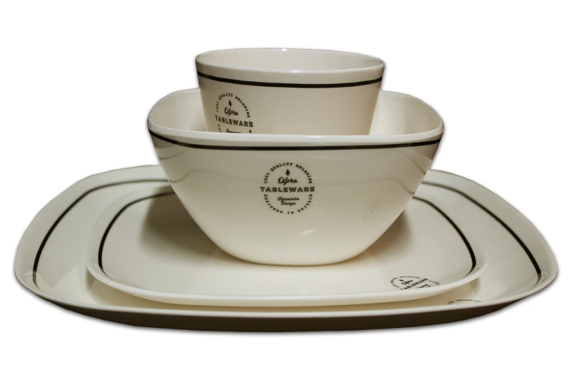 Image of OLPRO Ltd Signature Square Melamine Set (8 Piece) White unisex