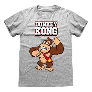 image of Donkey Kong - Donkey Kong Bricks Unisex Large T-Shirt - Grey