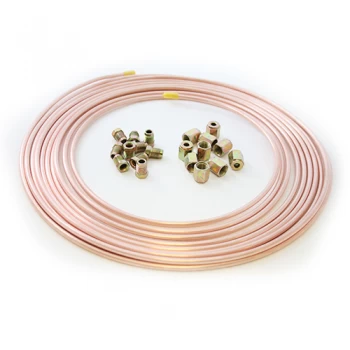 Image of 25ft Cupro Copper Nickel Brake Tube Pipe 3/16" 10 x Male & Female Nut 10mm x 1mm