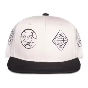 Image of HARRY POTTER Fantastic Beasts: The Secrets of Dumbledore Symbols & Logos Snapback Baseball Cap, White/Black (SB011352FBS)