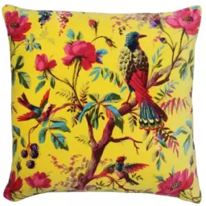 image of Paradise Velvet Cushion Yellow, Yellow / 50 x 50cm / Polyester Filled