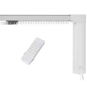 image of HOMCOM 3.6 Meters Automatic Electric Curtain Track with Remote, Alexa, Google Voice, WiFi App Control, 196x5x5cm, White