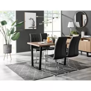 Image of Kylo Brown Wood Effect Dining Table & 4 Black Murano Chairs - Black