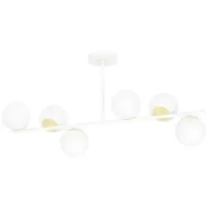 Image of Emibig Floki White/Gold Globe Ceiling Light with White Glass Shades, 6x E14