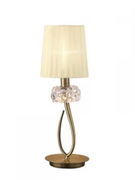 image of Table Lamp 1 Light E14 Small, Antique Brass with Cream Shade