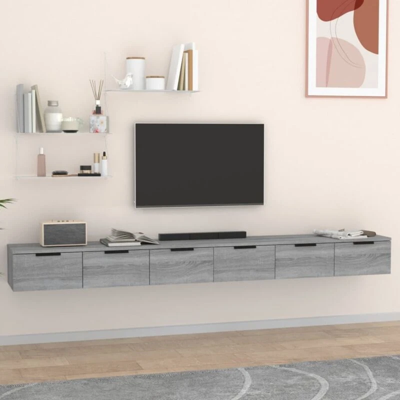 Image of Vidaxl Wall Cabinets 2 Pcs Grey Sonoma 102X30X20 Cm Engineered Wood, Grey 3115906