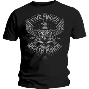 Image of Five Finger Death Punch - Howe Eagle Crest Unisex Large T-Shirt - Black