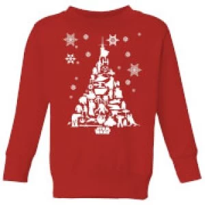 Image of Star Wars Character Christmas Tree Kids Christmas Sweatshirt - Red - 11-12 Years