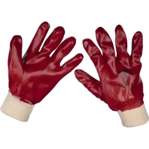 image of Sealey General Purpose PVC Knit Wrist Waterproof Gloves Red XL Pack of 12