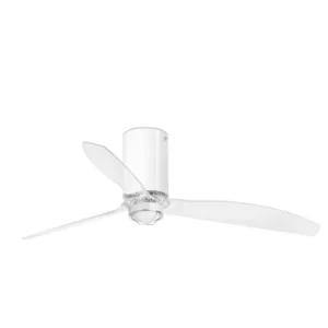 Image of Mini-Tube LED Shiny White, Transparent Ceiling Fan with DC Motor, 3000K