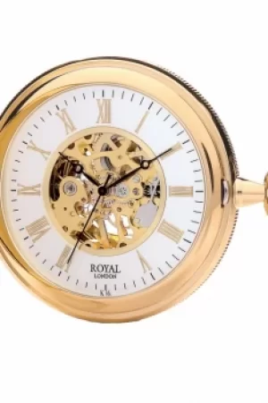 image of Royal London Half Hunter Pocket Skeleton Mechanical Watch 90029-02