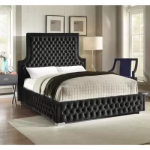 Image of Yanis Bed Single Plush Velvet Black