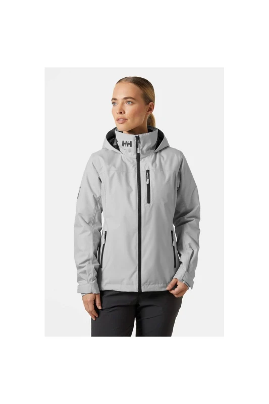 Image of Helly Hansen Sport Womens Crew Hooded Midlayer Sailing Jacket 2.1 in Grey Size: Small Grey Female S