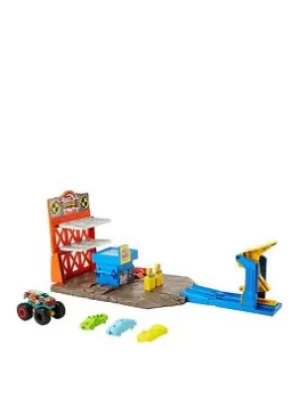 Image of Hot Wheels Monster Trucks Blast Station Playset And Monster Truck Toy