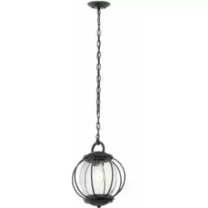 Image of Outdoor IP44 1 Bulb Chain Lantern Light Textured Black LED E27 60W
