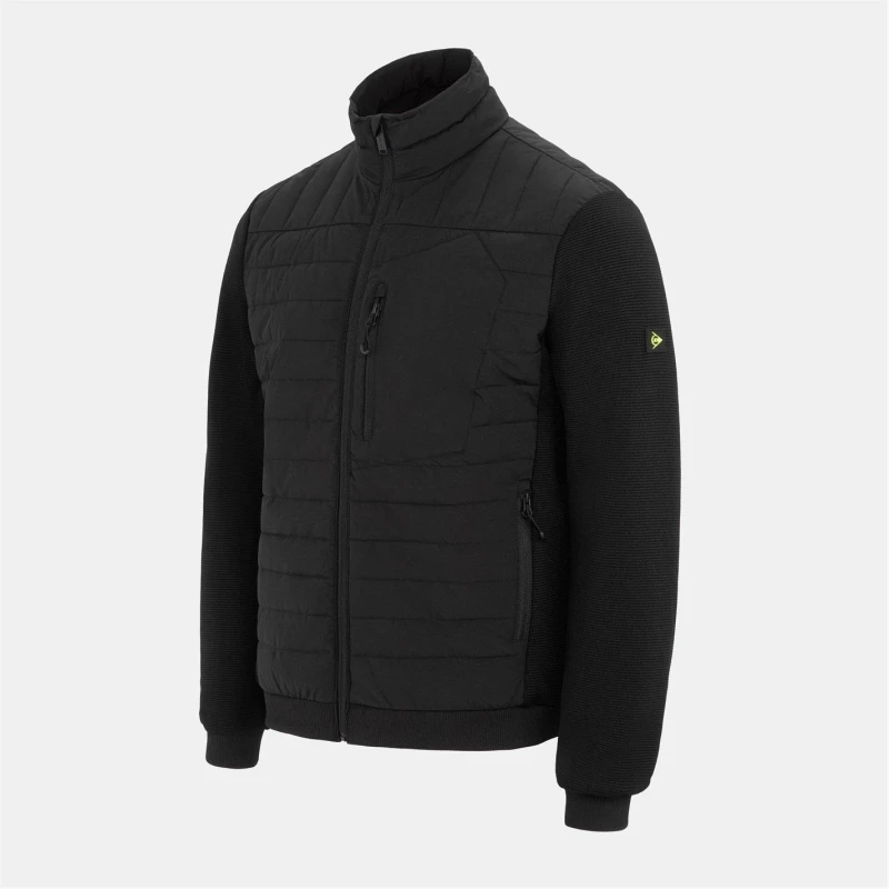 Image of Dunlop Mens Hybrid Baffle Work Long Sleeve Full Zip Softshell Jacket Black male S