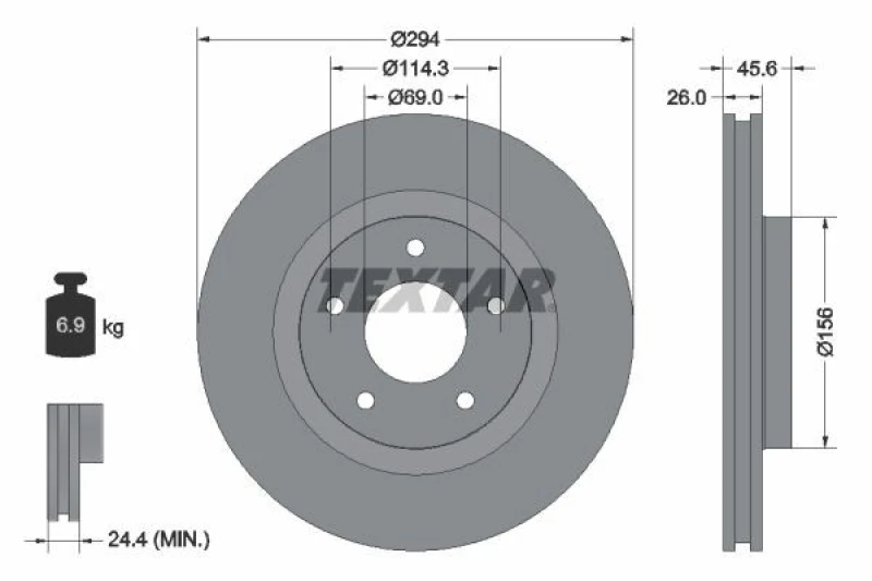 Image of Brake disc TEXTAR 92184405