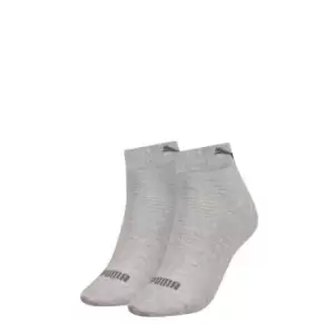 image of Puma 2 Pack Quarter Socks Womens - Grey