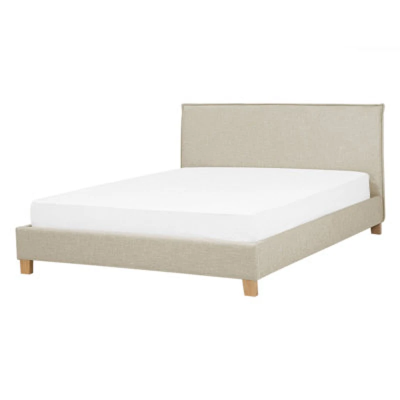 Image of Beliani Bed Fabric Sennez 140 X 200 Cm (Eu Double) Beige