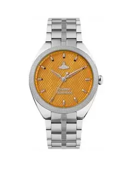 Vivienne Westwood The Mews Ladies Quartz Watch With Orange Dial & Silver Stainless Steel Bracelet