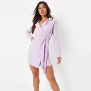 Missguided Jersey Belted Blazer Dress - Purple