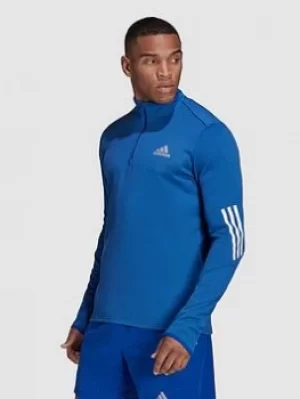 Image of Adidas 3 Stripe 1/4 Zip, Blue Size M Men