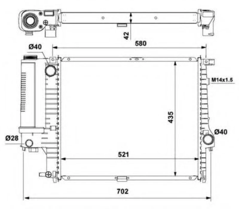 Image of NRF 53897 Engine radiator Brazed cooling fins, Aluminium, with mounting parts Aluminium Radiator,engine cooling (470)
