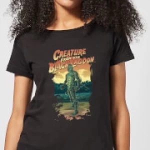 image of Universal Monsters Creature From The Black Lagoon Illustrated Womens T-Shirt - Black