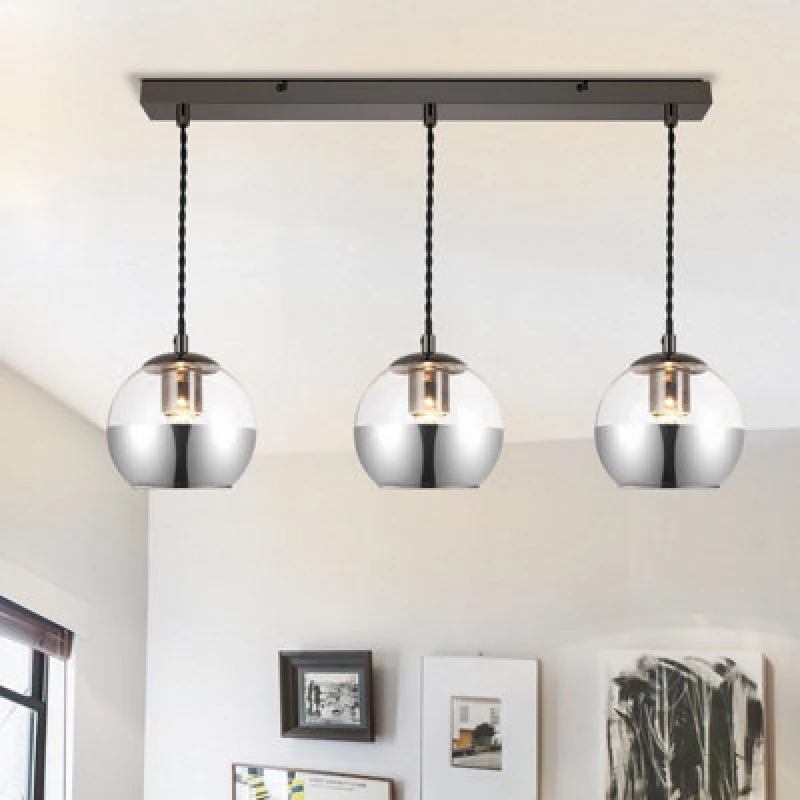 Image of Cosylyte Marlo 3 Light Modern Smoky Glass Bar Pendant Light - Matt Black Base