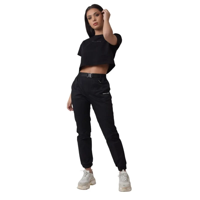 Image of Project X Paris Womens reflective logo crop t-shirt Project X Paris Noir Female S