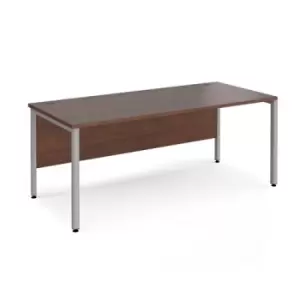 image of Office Desk 1800mm Rectangular Desk With Bench Leg Walnut Tops With Silver Frames Maestro 25