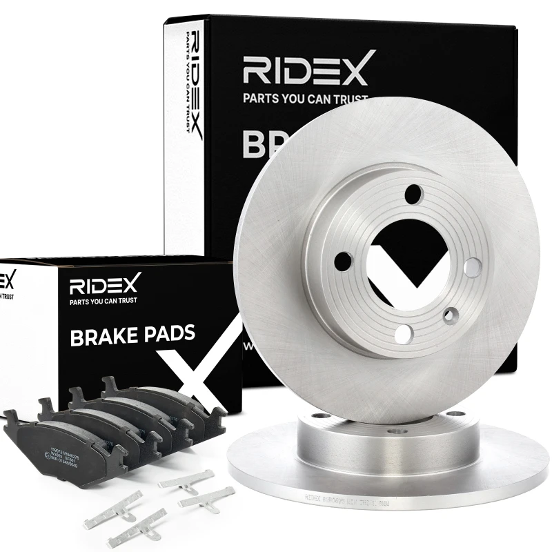 Image of RIDEX 3405B0347 Brake disc and pads set Front Axle, Brake Disc Type: Solid Brake Set,disc brakes (3405)