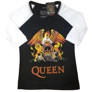 Image of Queen - Classic Crest Ladies Large T-Shirt - Black,White