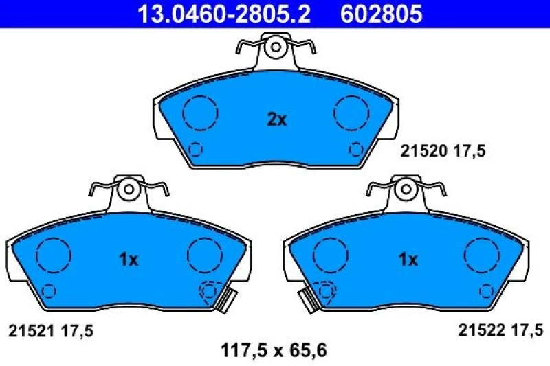 Image of ATE 13.0460-2805.2 Brake pad set with acoustic wear warning Brake Pad Set,disc brake (402)