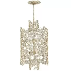 Image of 6 Bulb Pendant Light Connecting Circles Faceted Crystals Silver Leaf LED E14 60W