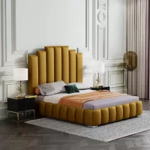 Image of Leisa Bed Double Plush Velvet Mustard