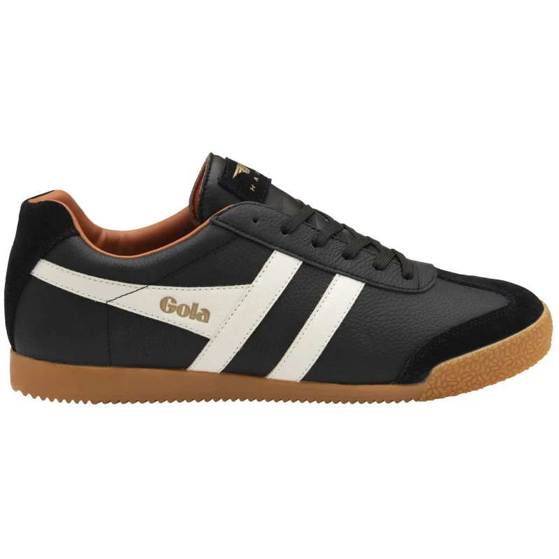 Image of Gola Mens Harrier Leather Trainers Shoes Black White - UK 11 Black male PS3798BWM11