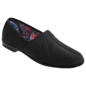 Image of Sleepers Womens/Ladies Audrey III Roll Top Velour Slippers (3 UK) (Black)